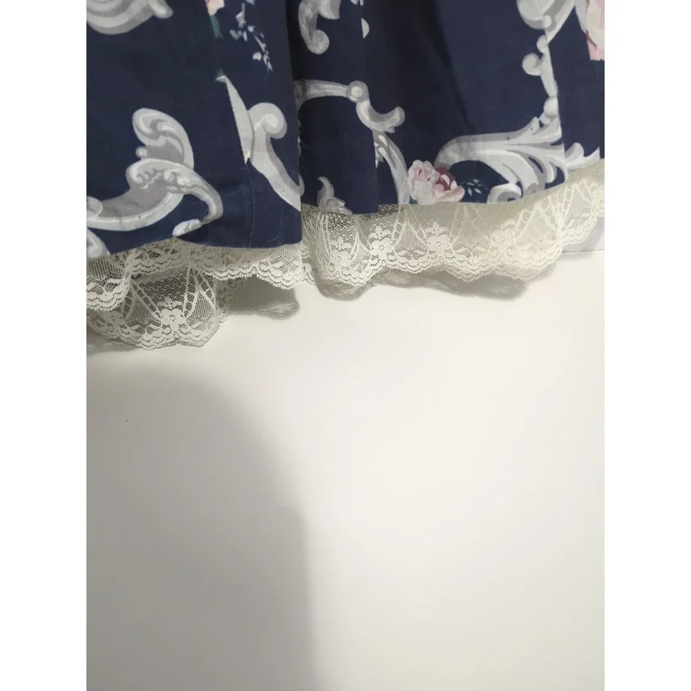 VTG 80's McClintock girls Dress Lace floral Peasant Prairie Cottagecore 8 blue